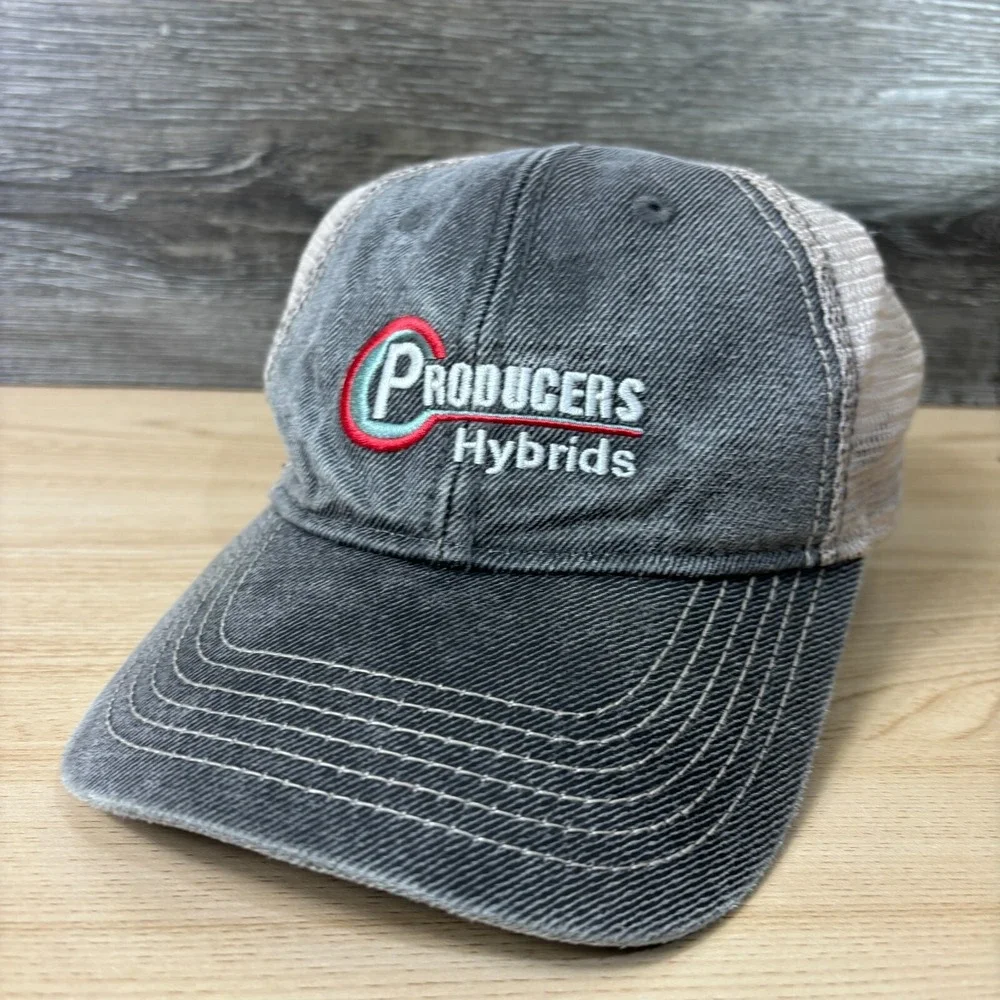 Producers Hybrids Hat Cap Strap Back Gray Farming Seed One Size‎ Adjustable